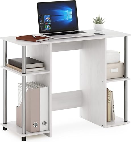 Miniatura 12 de Furinno JAYA - Escritorio de estudio para computadora, almacenamiento abierto, color Espresso Espresso,Americano/acero inoxidable,Columbia