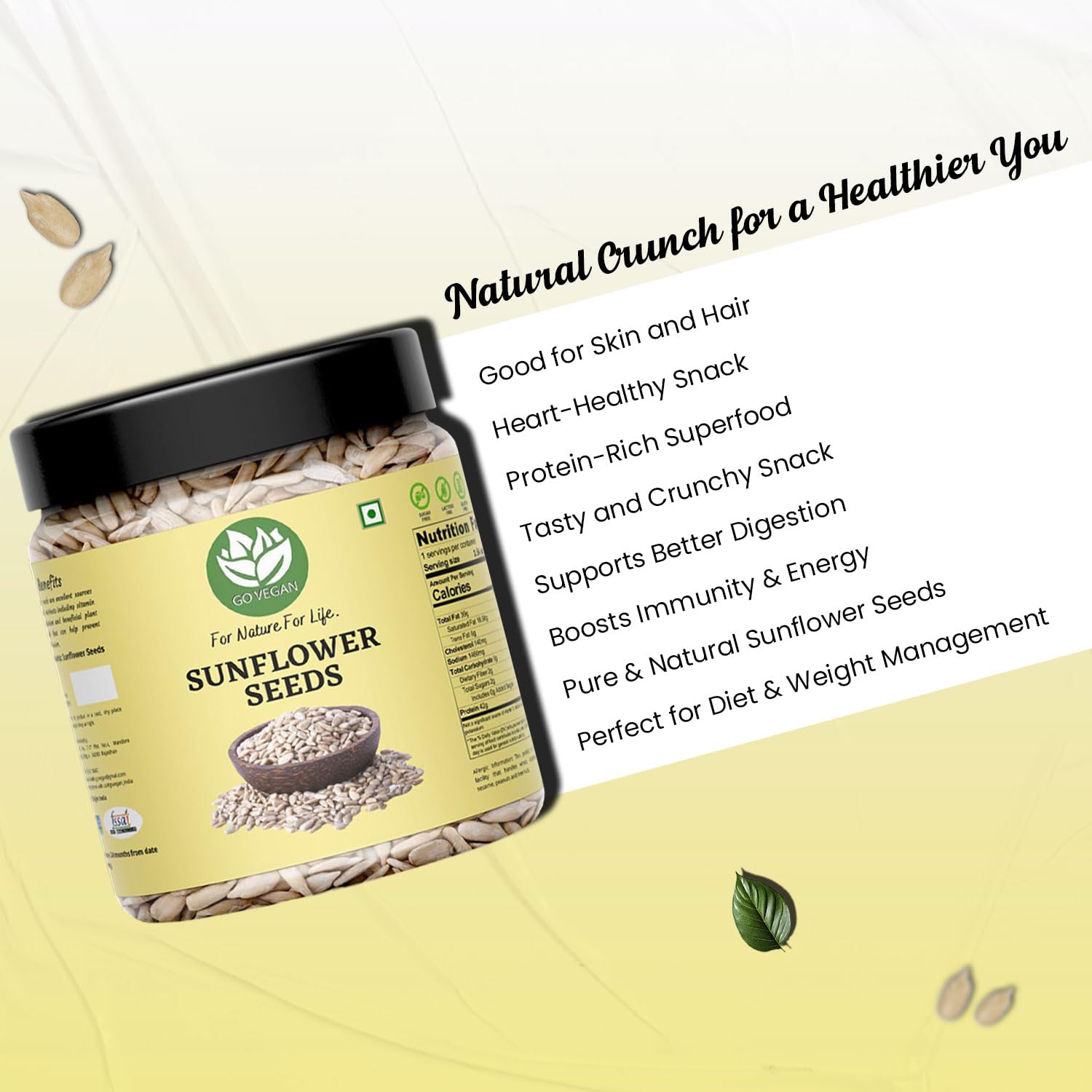 Go Vegan Sunflower Seeds 1kg - Raw Sunflower Seeds for Eating | Diet Food | Healthy Snack | Raw seeds | Weight management [jar pack ] - Image 4 thumbnail