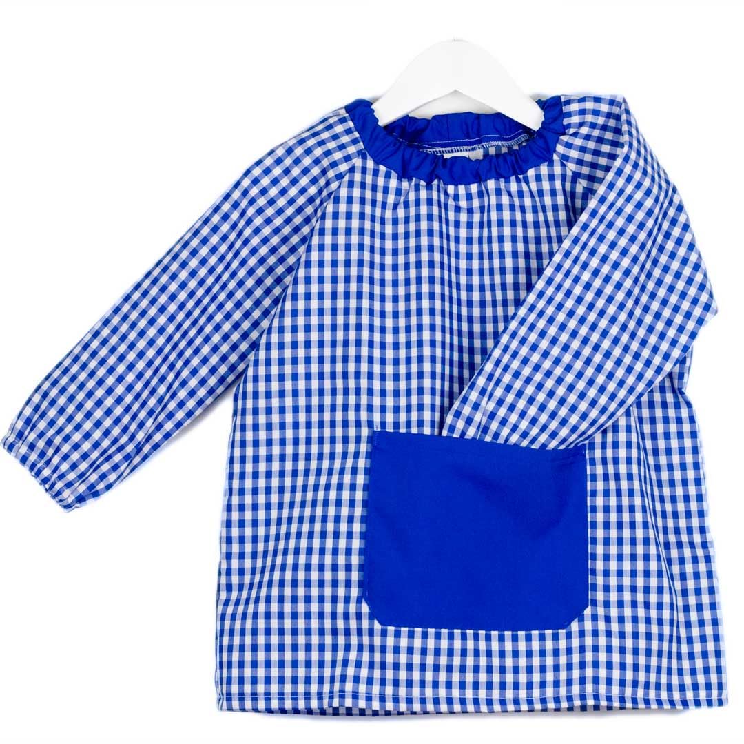 Tablier Blouse sans Boutons pour Enfants à Carreaux École Travaux Manuels