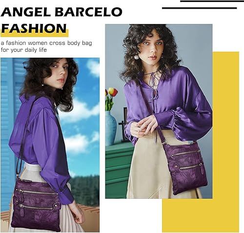 Miniatura 7 de Angel Barcelo - Bolsa de mano y bandolera para mujer, con correa, cruzada, piel ultra suave, bolsa de hombro para niña