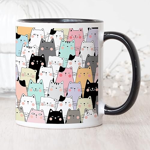Vista 6 de YouNique Designs Tazas de café para gatos, taza de café portátil de 11 onzas, tazas de gato para amantes de los gatos, regalos para mujeres, taza
