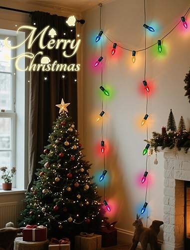 Miniatura 5 de C7 0.6W 26.5FT 25-lámpara Línea verde LED Transparente Cadena de cinco colores (vidrio)