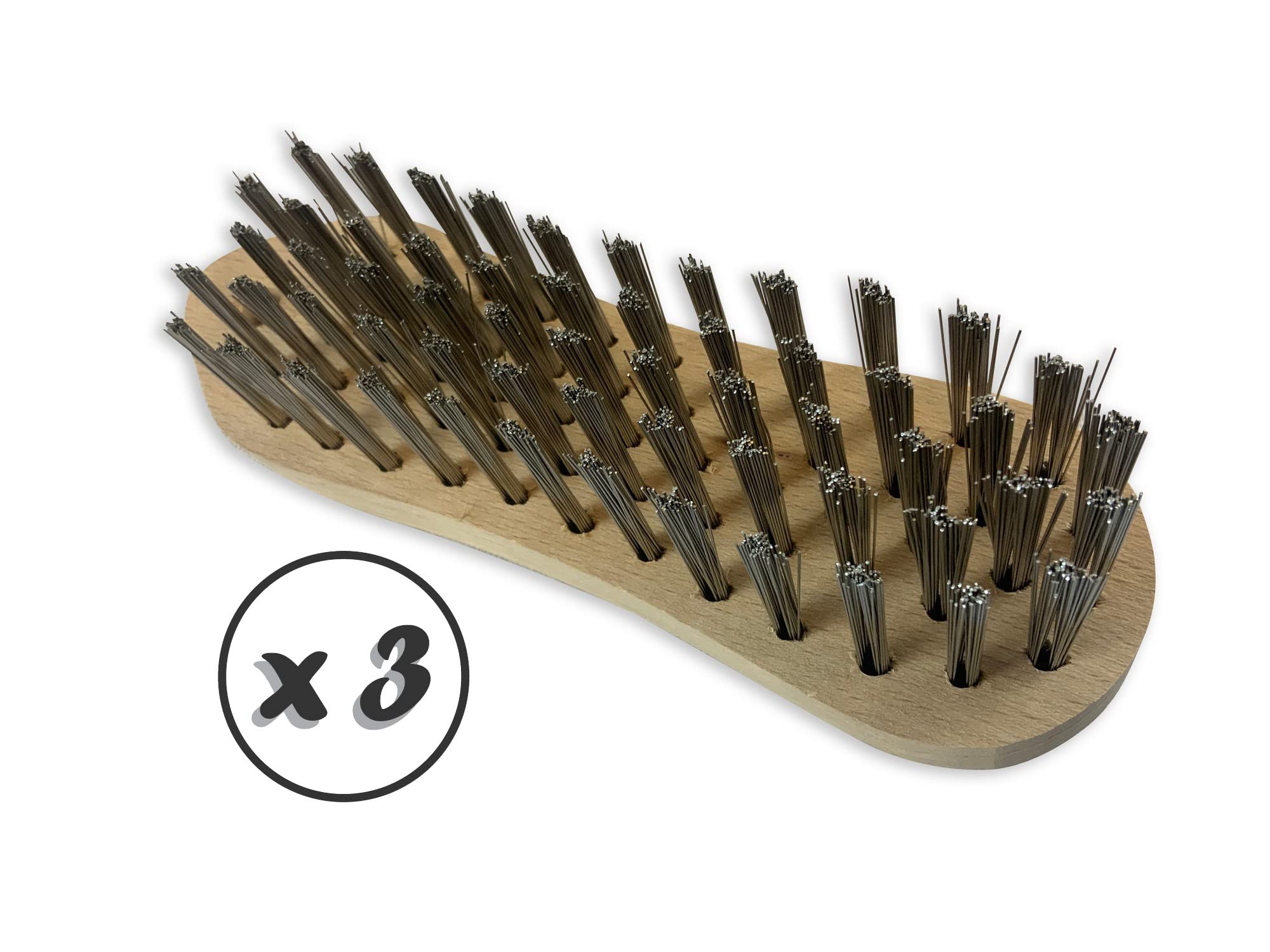 Kibros Lot 3 brosses à main violon fil inox rond lisse HD