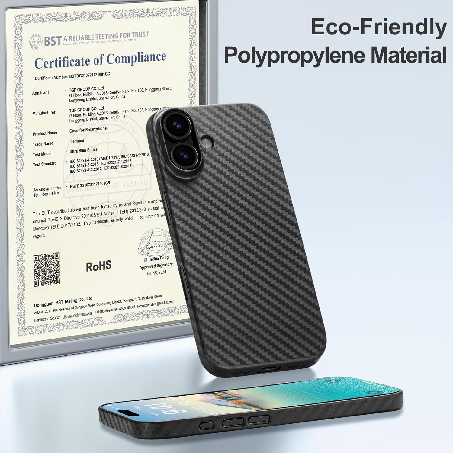 memumi Ultra Thin Case for iPhone 17 0.3 mm [No-Case Feeling] Carbon Fiber Pattern Matter Compatible with iPhone 17 Slim Cover with Minimalist and Lightweight Design, Black - Image 5