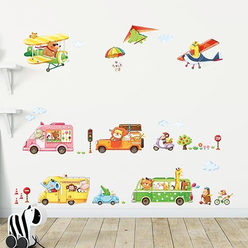 Miniatura 2 de Decowall dat-1806p1506C Animal transporta y biplanos con ala pegatinas de pared niños pegatinas de pared Adhesivos de pared despegar y pegar