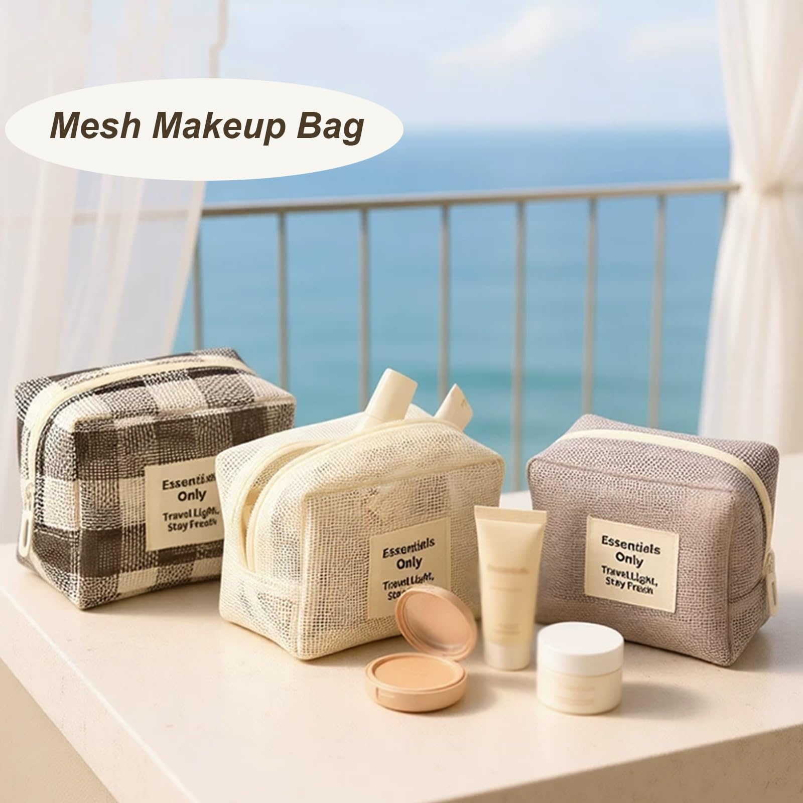 Beauty Case da Viaggio, Borsa da Toilette Viaggio per Donna con Cerniera, Astuccio Impermeabile per Riporre I Prodotti di Bellezza, Altamente Traspirante, Prendere Gli Oggetti(Brown)