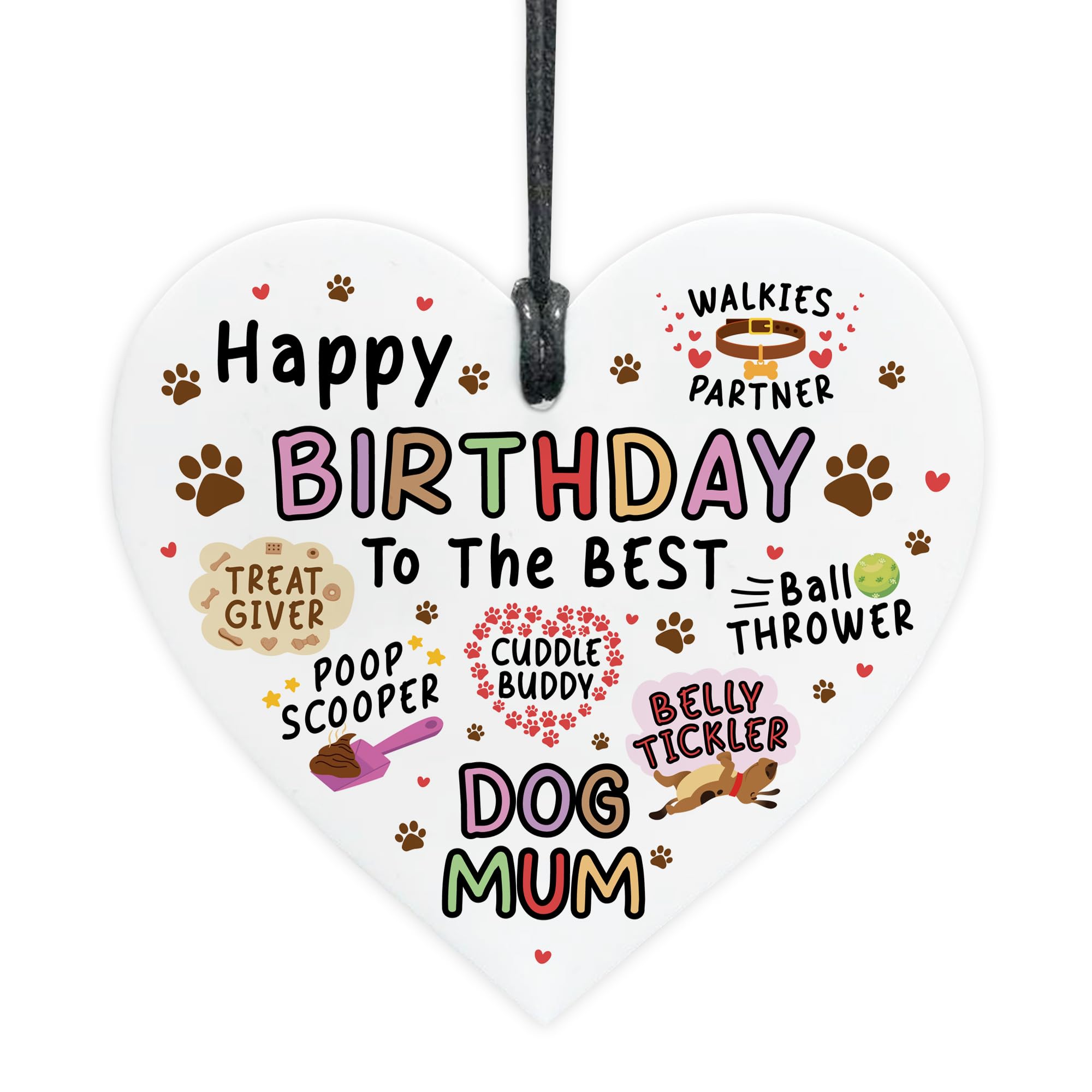 Red Ocean Happy Birthday Gift For Best Dog Mum Funny Gift For Mum Hanging Acrylic Heart Thank You From The Dog Joke Her Puppy Owner Keepsake