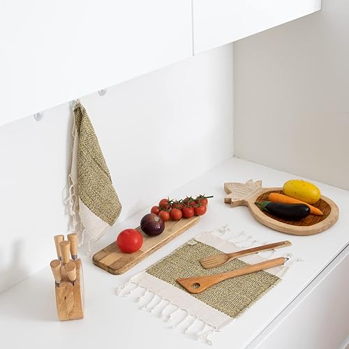 Miniatura 41 de SMYRNA TURKISH COTTON Herringbone Series - Juego de 6 paños de cocina lavables a máquina, ultra suaves, absorbentes, prelavados y de secado rápido