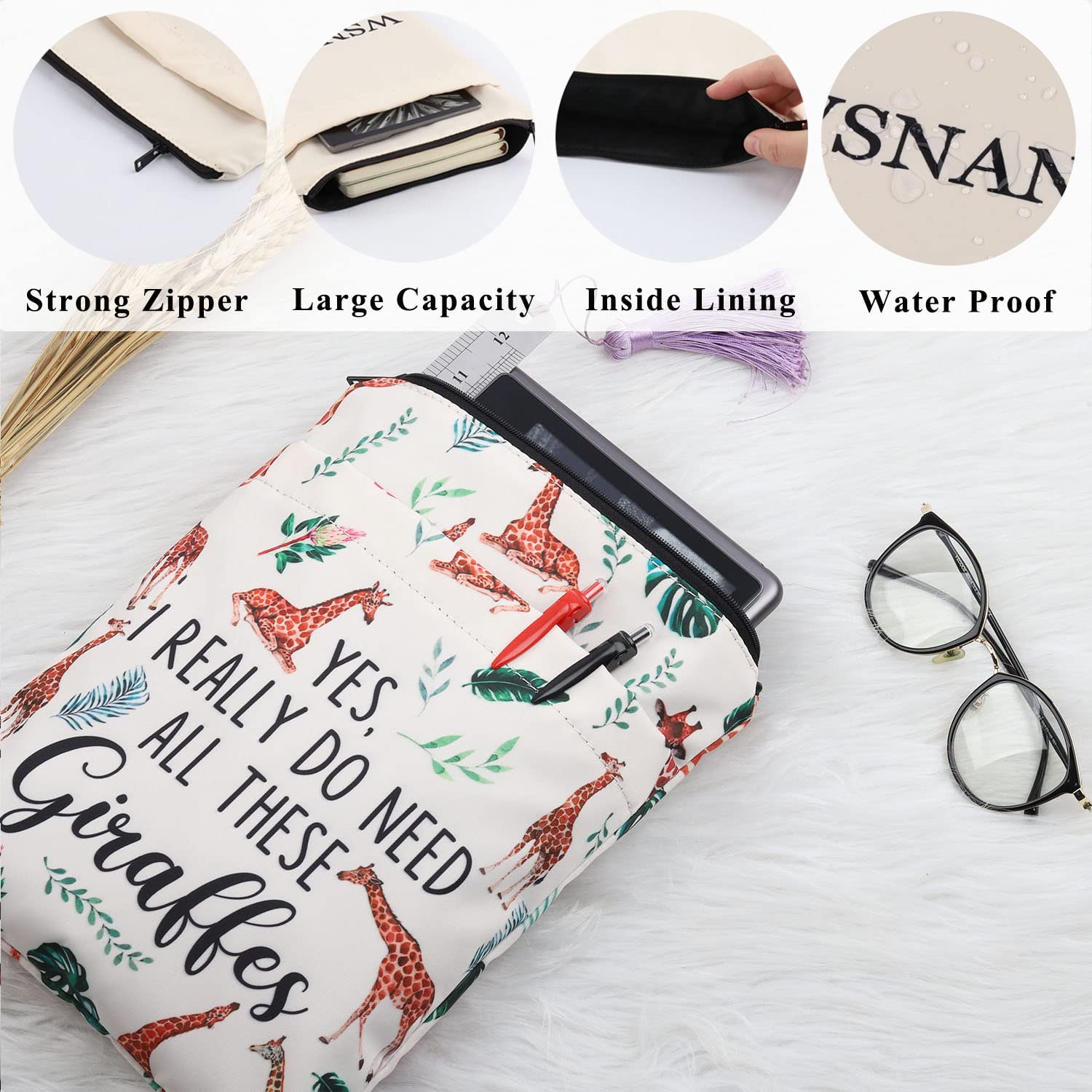 Regalo giraffa amante animali, PLITI I Really Do Need All These Giraffes Book Sleeve per donne