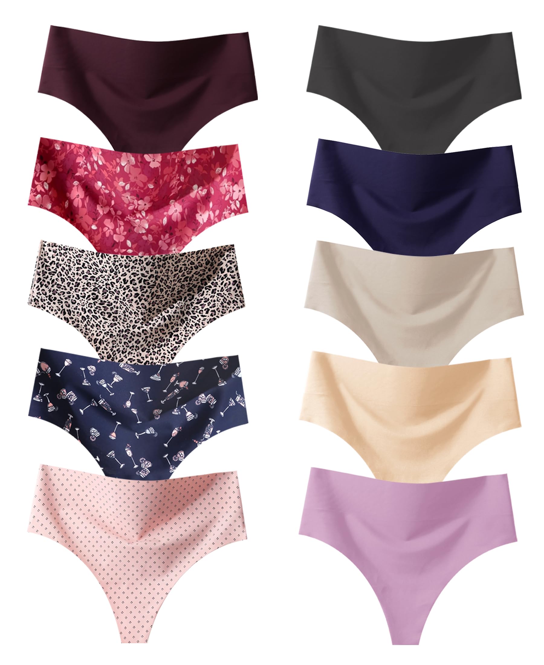 Knowyou High Waisted Thongs for Women Seamless Underwear for Women No Show Sexy Breathable Panties for Laides 6 Pack