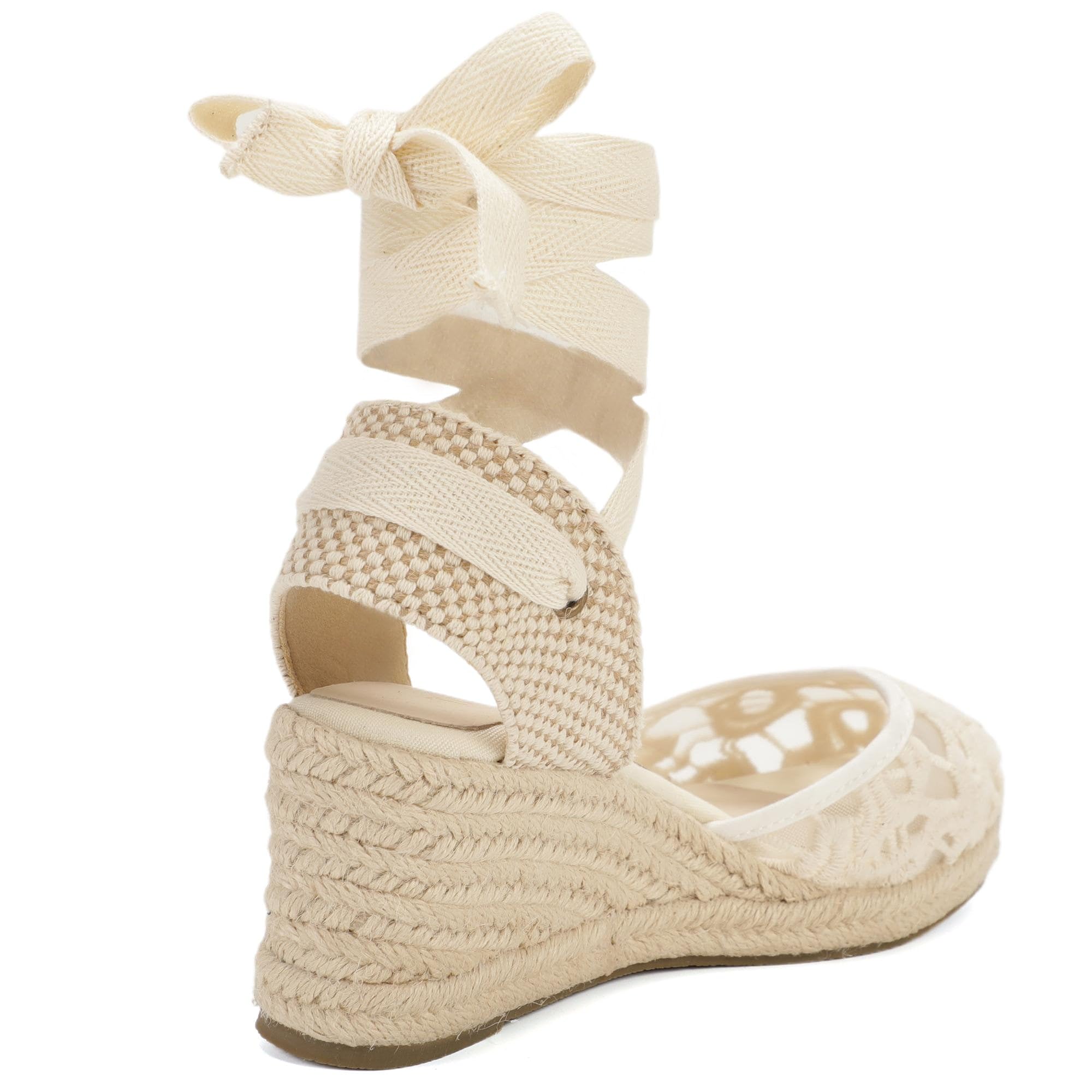 Espadrillas da donna con zeppa, zeppa da 7,6 cm, cinturino morbido alla caviglia, punta chiusa, sandali estivi classici