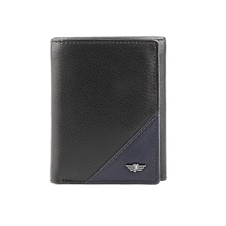 Police Men Navy Black Color Groix Tri Fold Leather Wallet