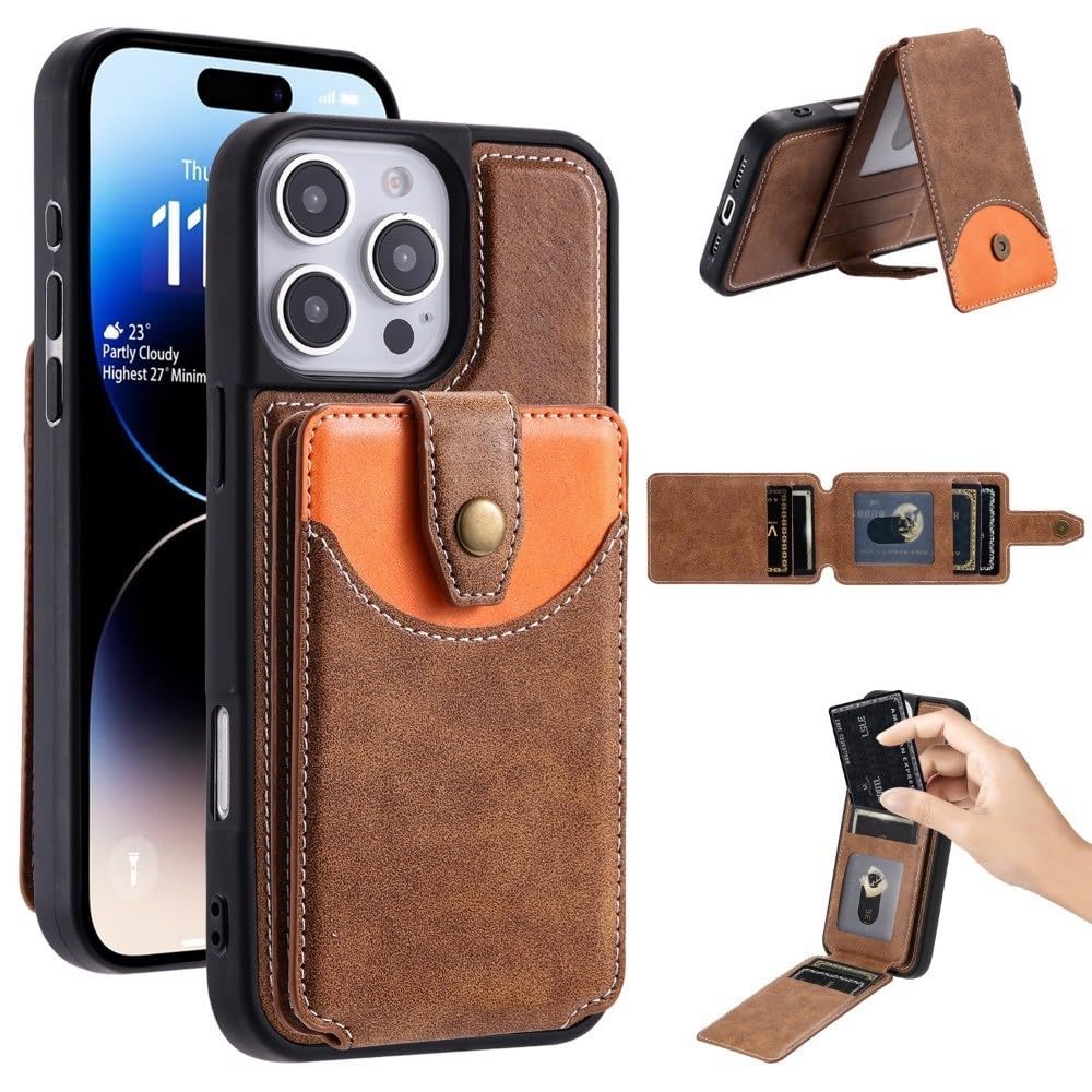 Generic Étui compatible avec iPhone SE 2020/SE 2022 (couleur : marron) Étui portefeuille détachable en cuir avec rabat en silicone