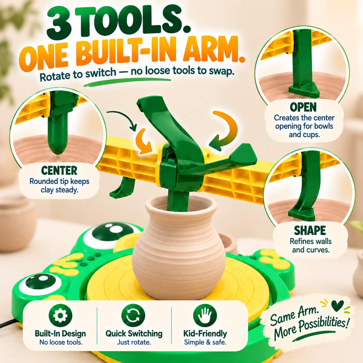 Kids Pottery Wheel Kit - Easy Clay Sculpting! -3