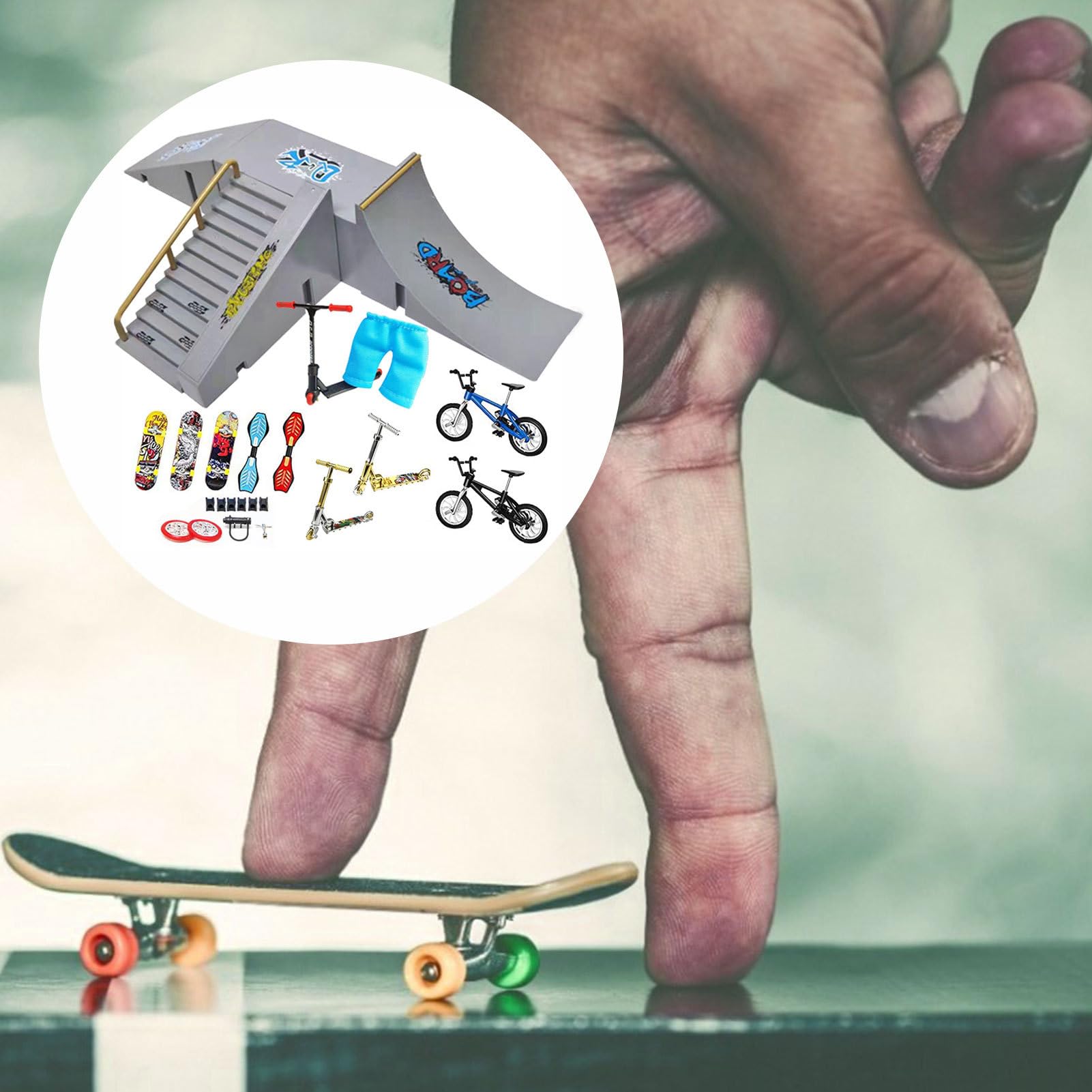 Finger Skateboard Rampe Set Fingerboard Rampe, Skate Park Kit Mit Rampen, Ultimate Fingerskateboard Zubehör Geschenke Ramp DIY Montage Für Kinder Geburtstag Geschenk
