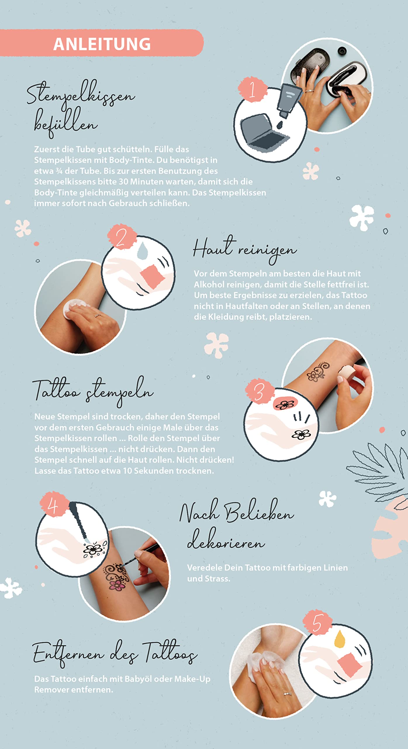 LaDot Tattoo Starter Set - kolor czarny z certyfikatem i pieczątką dla dzieci i dorosłych, tymczasowe sztuczne tatuaże przyjazne dla skóry, tusz do tatuażu na ciało i ramię, wodoodporny, 15 ml