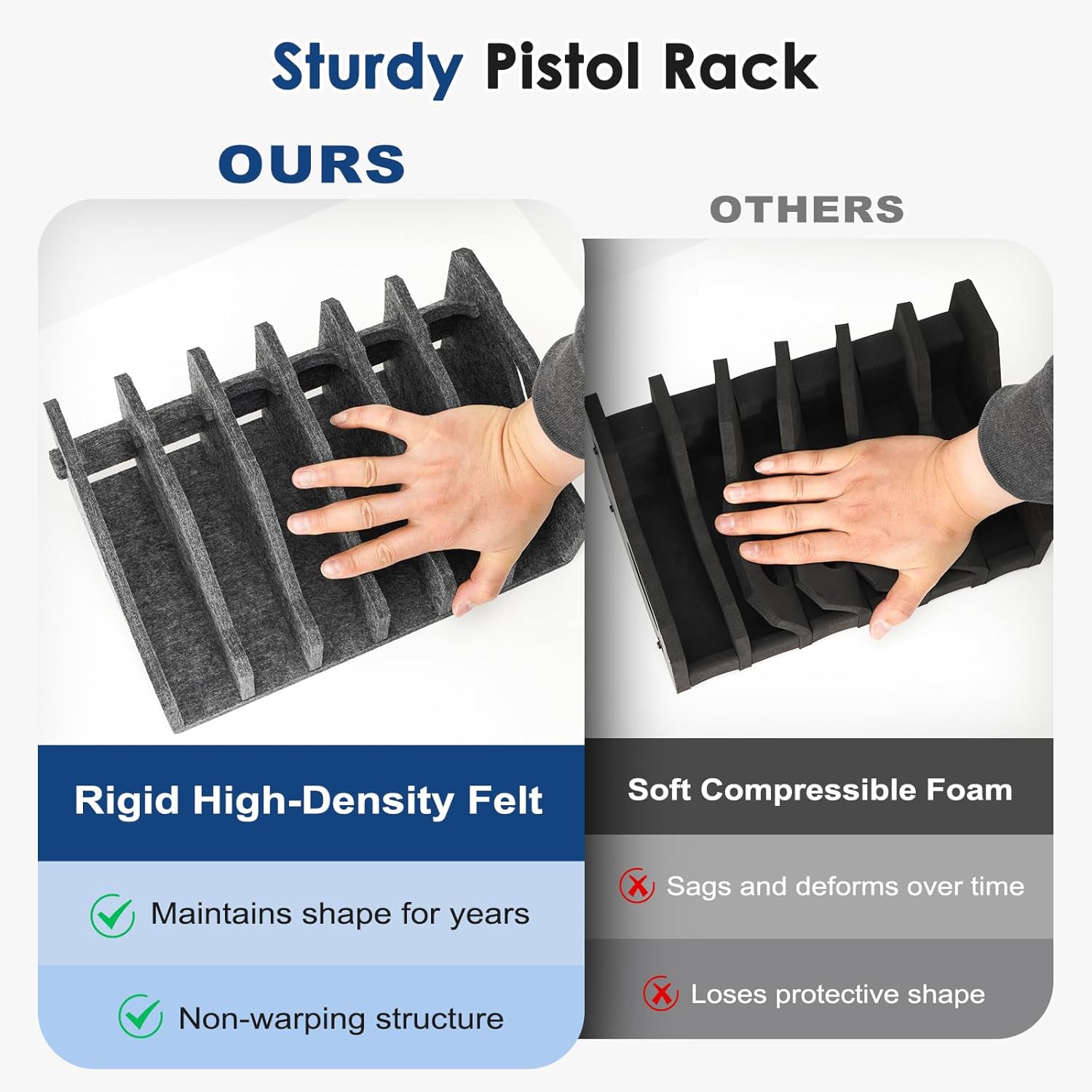 Pistol Rack for Gun Safe, Handgun Rack Pistol Stand Holder, Gun Cabinet Accessories Storage Organizer, Soft Felt, Scratch Resistance, Anti-Slip Revolver Firearm Stand Display Holder