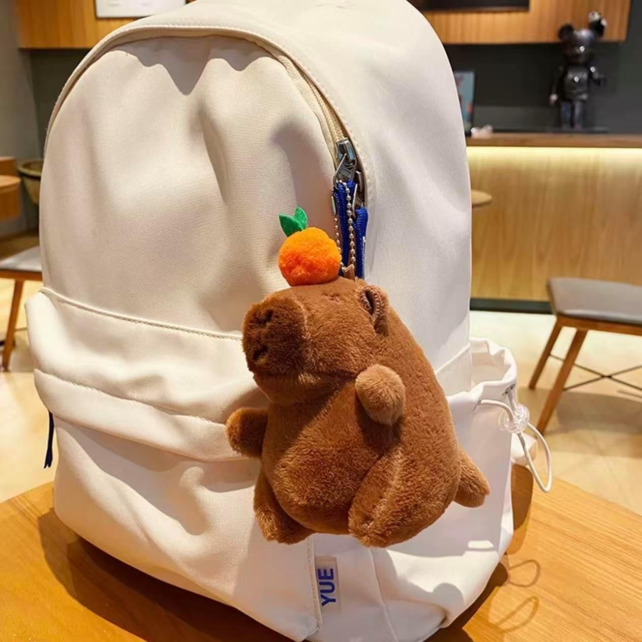Plush Capybara Keychain, Squishy Animal Keychain That Poops Bubble, Cute Capybara Plush for Backpack, Bag, Car, Friends, Family (Brown)