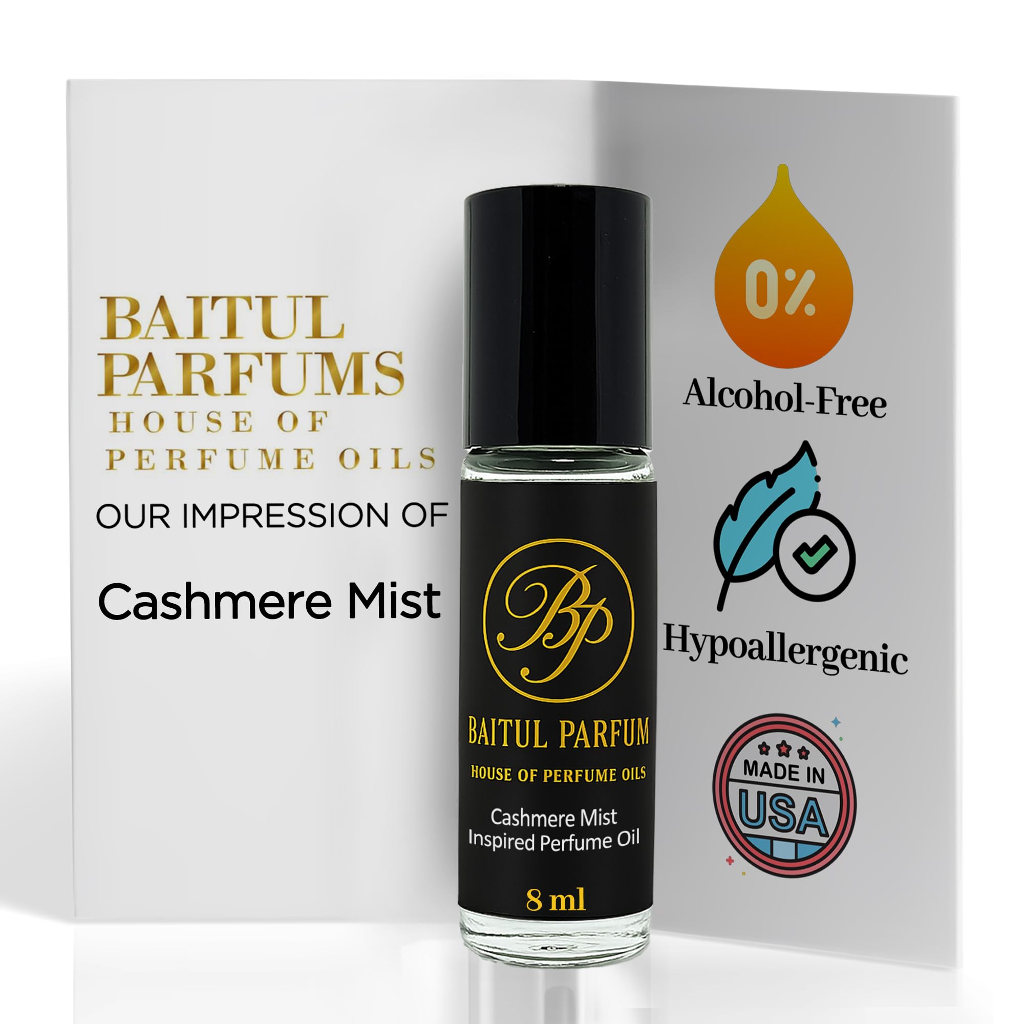 ASMARKET Comparable to Cashmere Mist Alcohol-Free Perfume Oil – 8ml Travel Size Roll-On Glass Bottle, Long Lasting Fragrance, 98% True-to-Scent, Clean