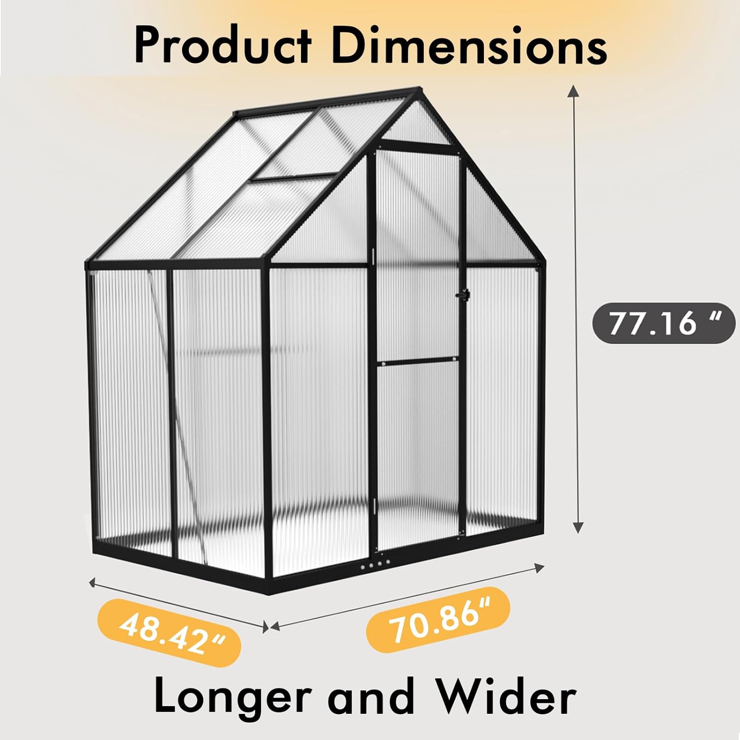 Product dimensions of the WUKHG 6x4FT greenhouse