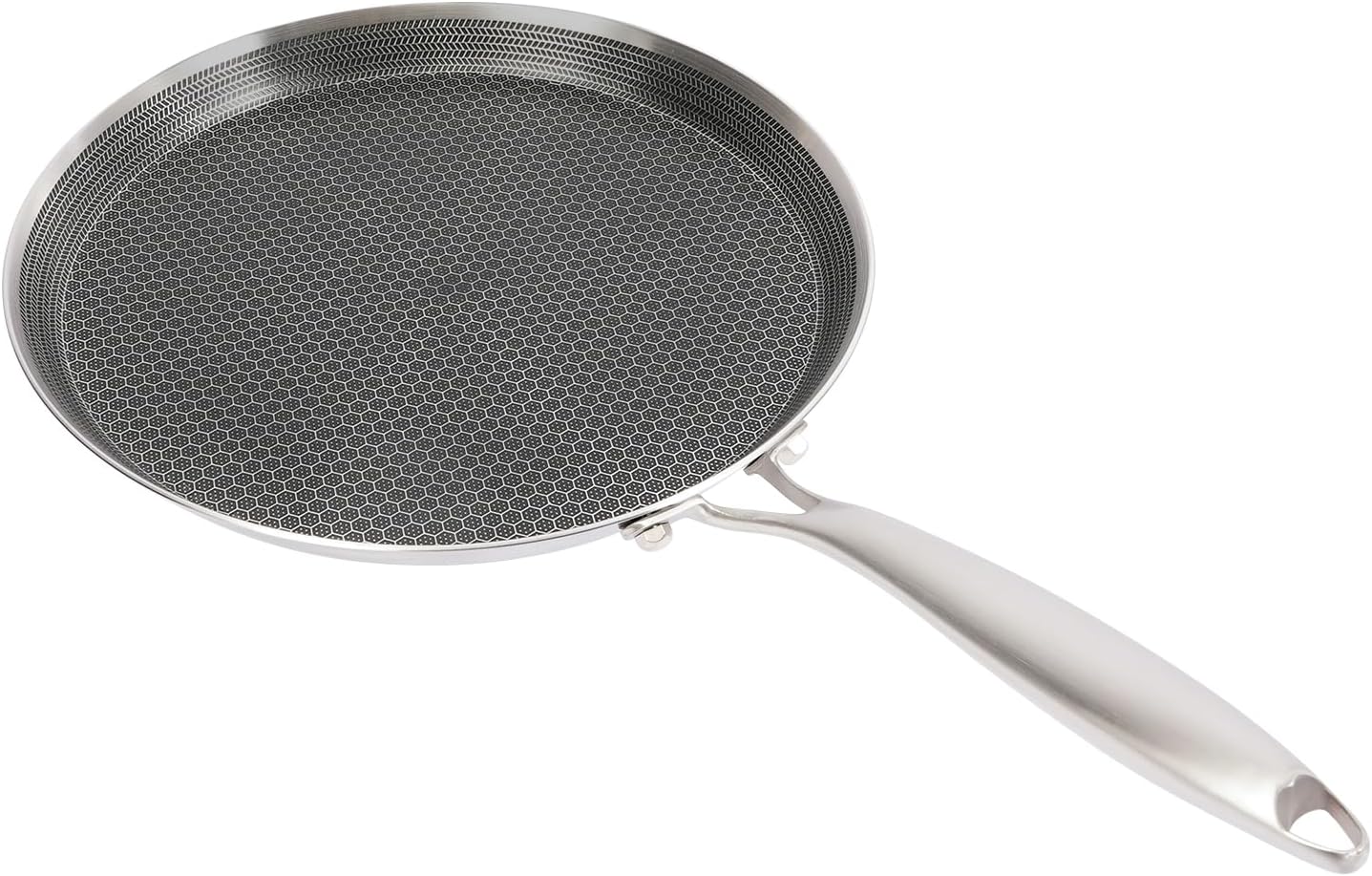 Stainless Steel Crepe Pan, 11-Inch Non-Stick Crepe Pan, Induction Compatible, Honeycomb Coated Crepe Pan, For Pancakes, Omelets, Crepes and Bacon