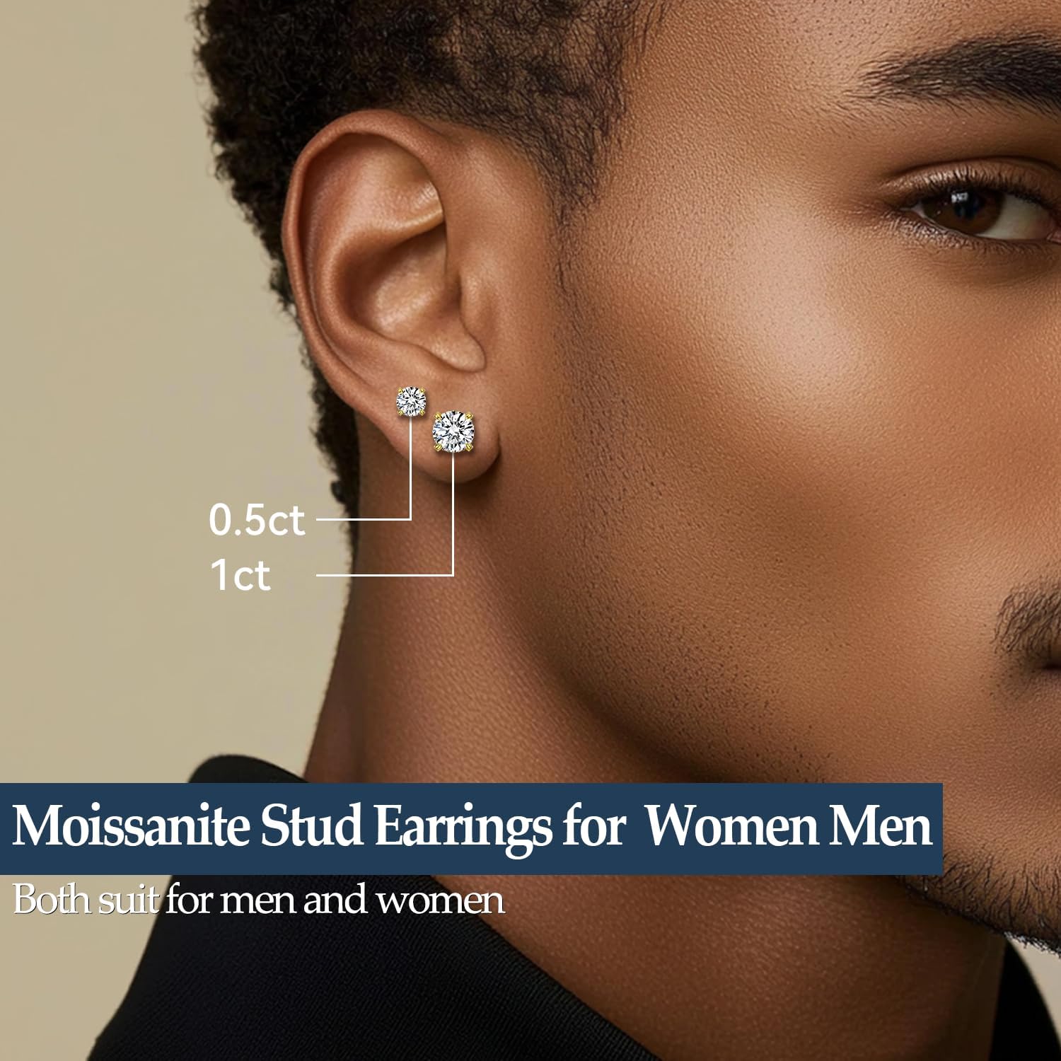 HELLOICE Moissanite Studs Earrings for Women Men 925 Sterling Silver Classic Full Paved Earrings Durable Hypoallergenic Fashion Classic Jewelry for Birthday Gift
