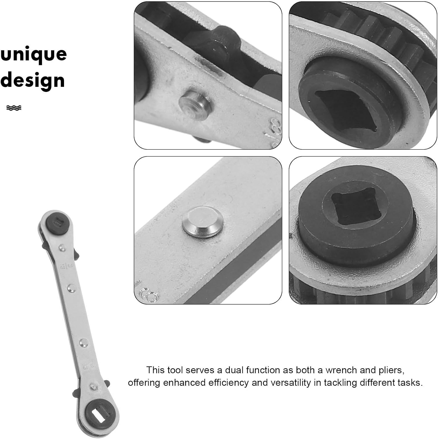 Double End Ratchet Wrench for Hvac and Refrigeration Service, Steel Construction with Smooth Surface Design, Lightweight and Well Polished for Efficient DIY Work and Air