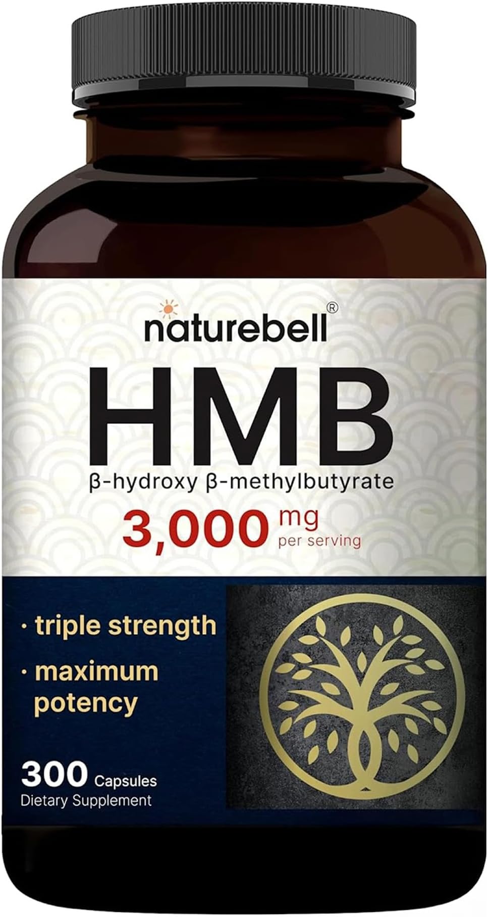 NatureBell HMB 3,000mg - 300 Capsules - Triple-Strength Supplement for Lean Muscle Mass Support - Aids Against Muscle Breakdown in Men & Women* - Non-GMO & Gluten-Free