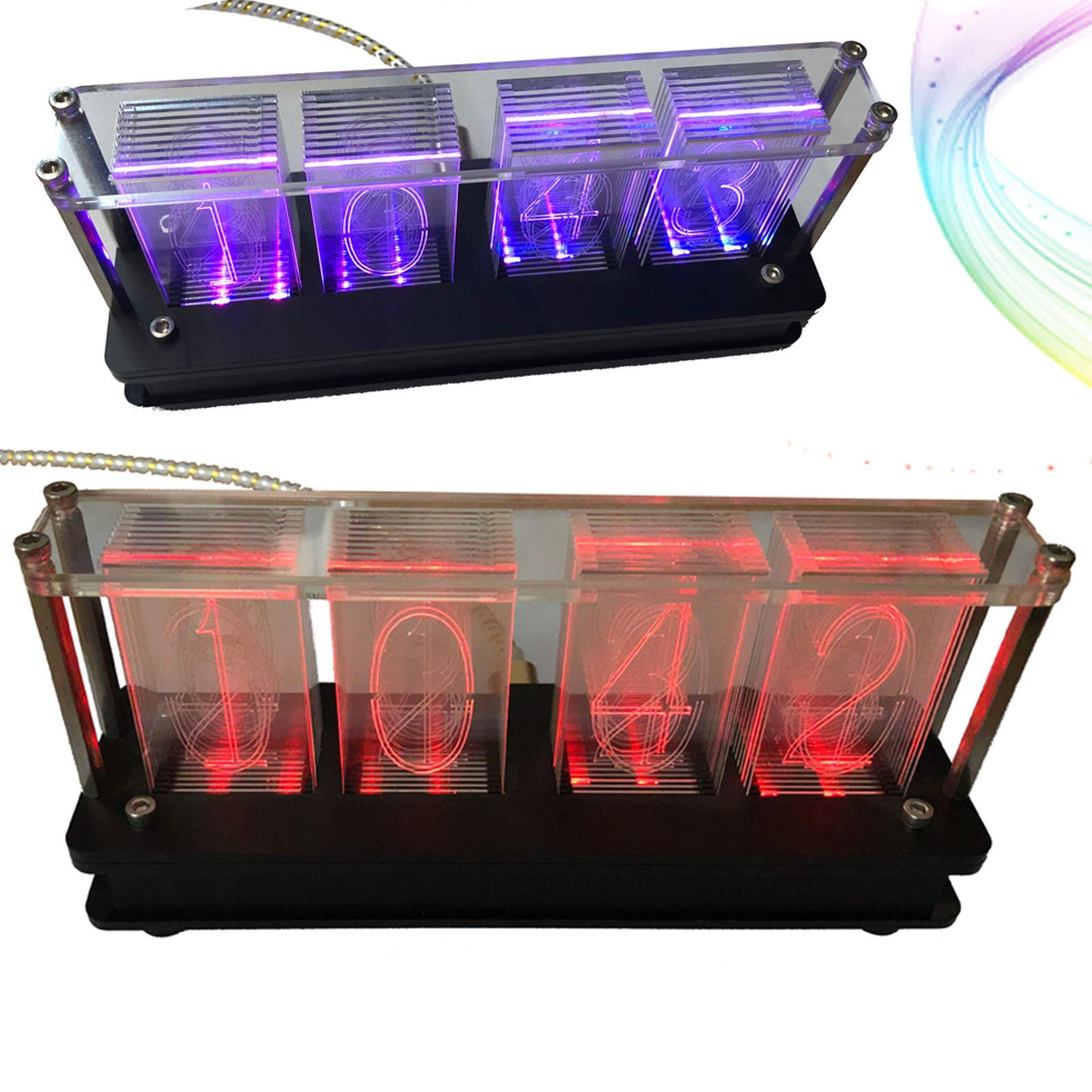 Cadeaux personnalisés, Créativité de l'horloge à Mots LED, DIY Nixie Tube Clock WiFi Synchronisation Automatique, Nixie Tube Clock Haute précision, Auto-Installation
