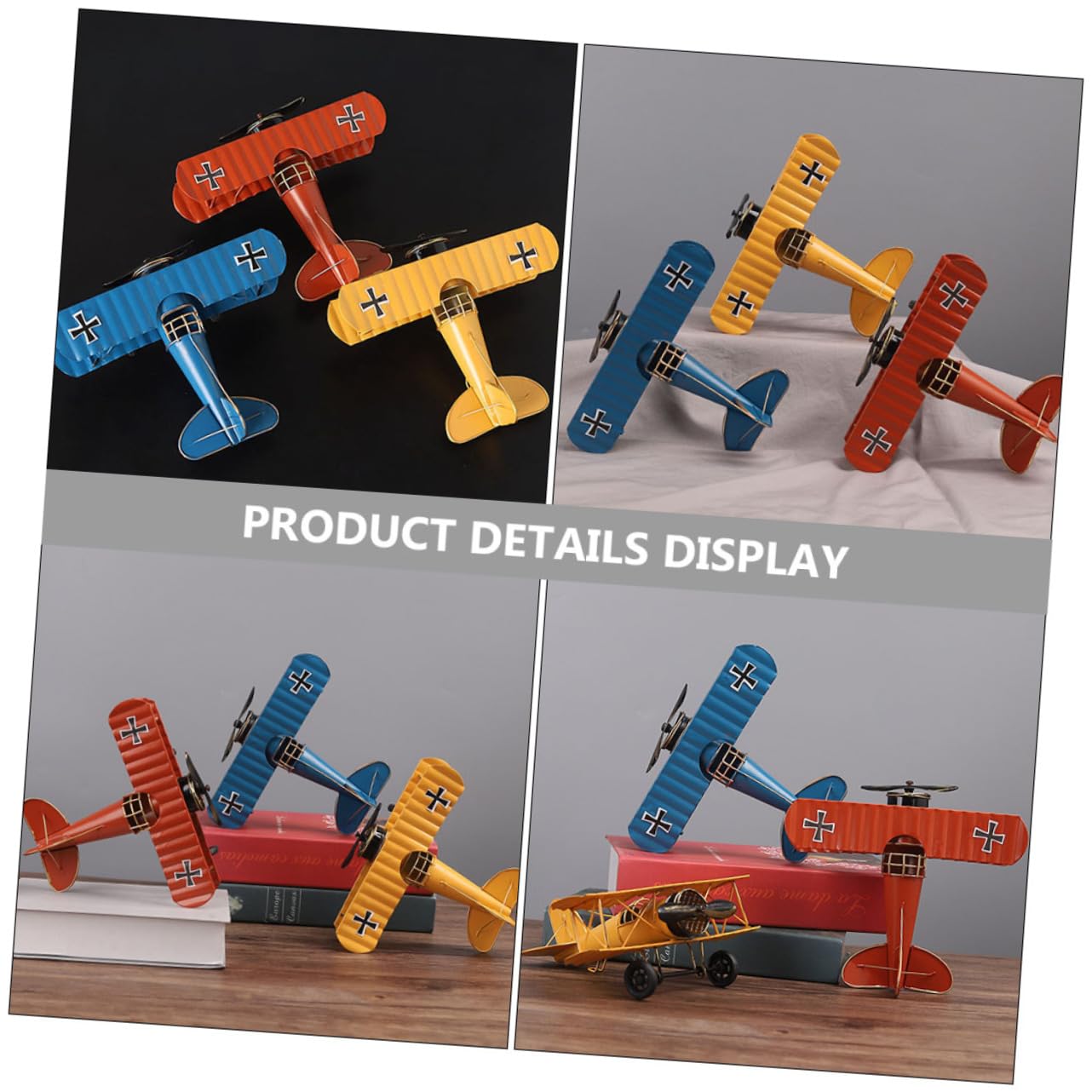 Aereo In Metallo Vintage Blu Decorazione Da Scrivania Retrò