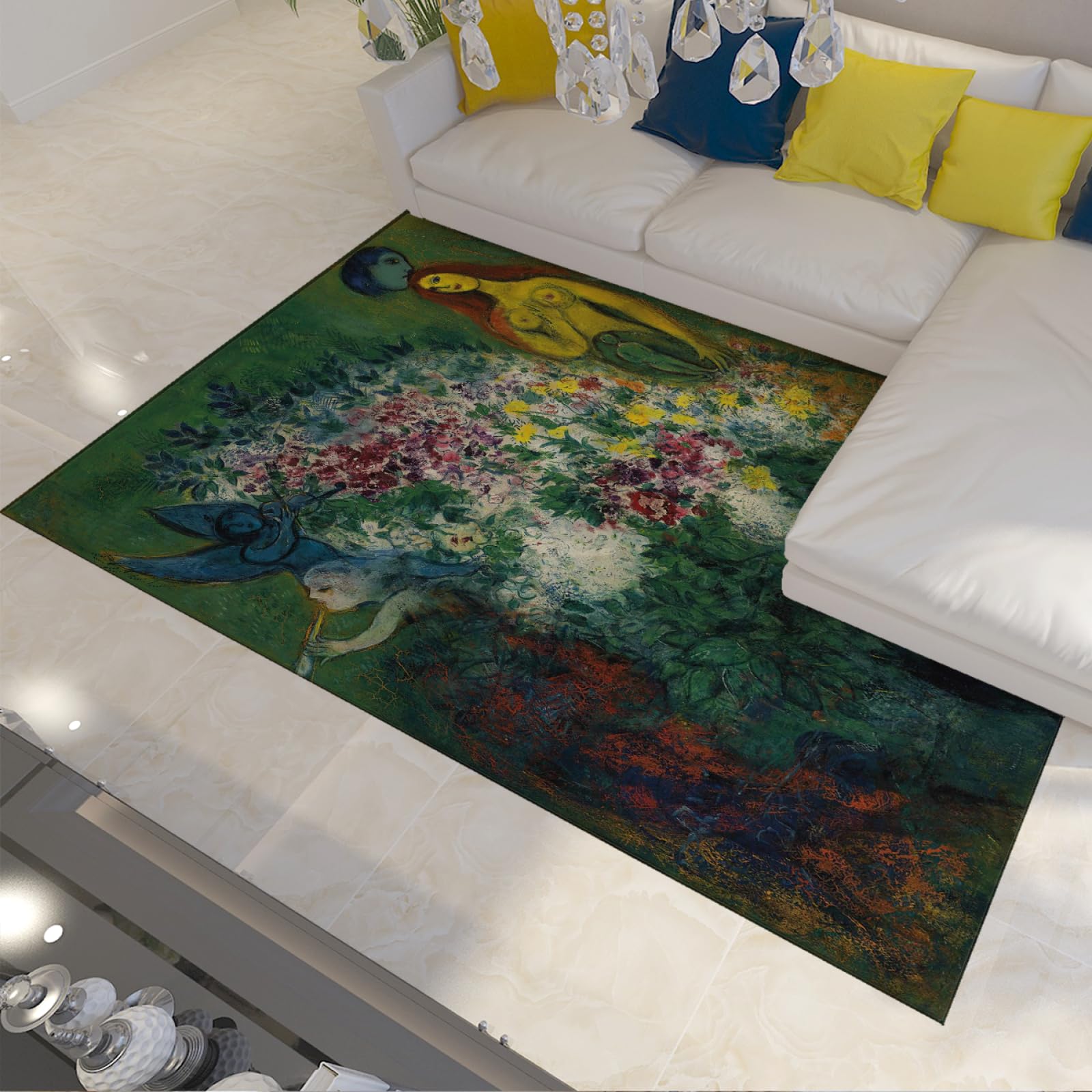 Tapis style Marc Chagall 180x240cm grand tapis de salon rectangulaire haut de gamme