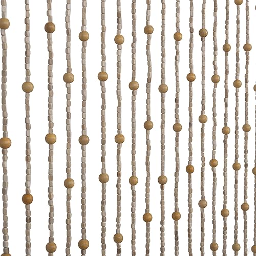 Miniatura 7 de Cortina con cuentas de madera natural y bambú, cuentas de bambú y madera, cortina bohemia boho "Boho", 27 hebras de 3 pies de ancho, 6 pies de