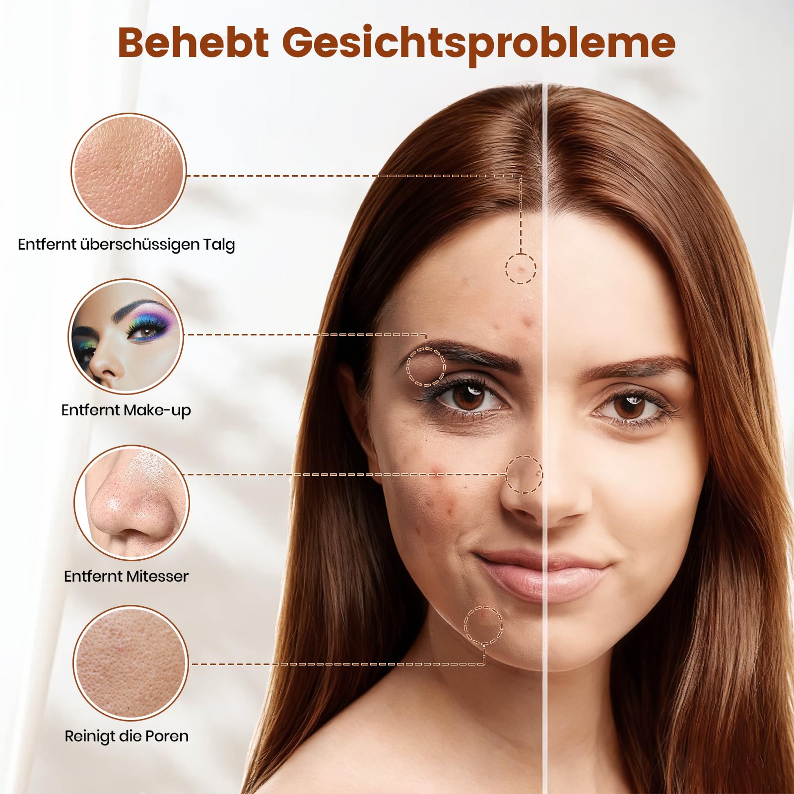 Gesichtsreinigungsbürste mit 2 Drehrichtungen & Gesichtsmassagegerät Gegen Falten EMS Gua Sha Elektrisch