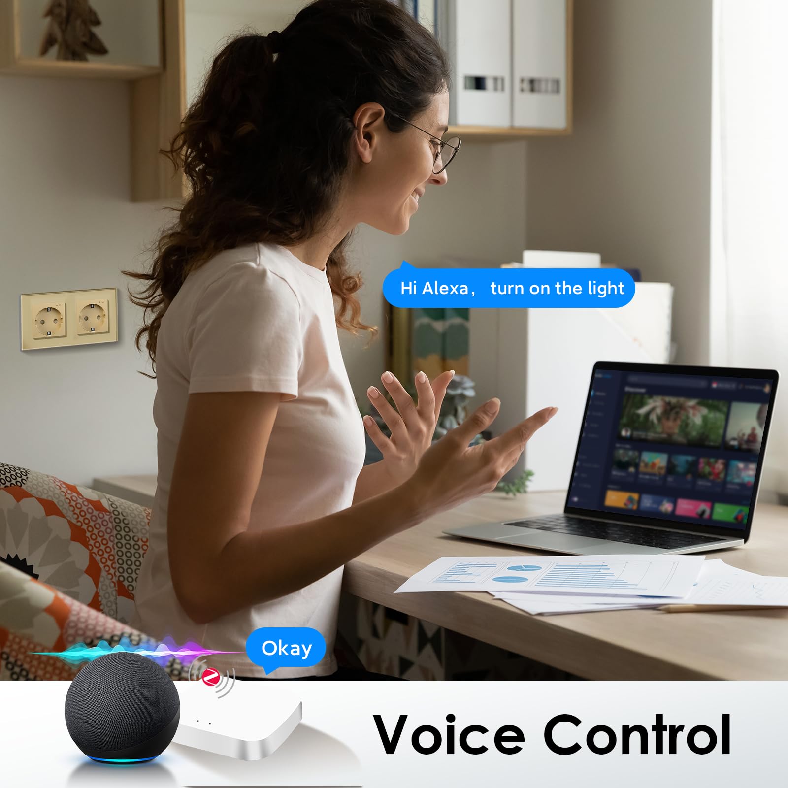 BSEED Smart ZigBee Stopcontact, Energiekostenmeter, Alexa ZigBee Stopcontact met Verbruiksmeting, 1-Voudig Stopcontact Werkt met Alexa en Google Home Wit (Tuya ZigBee Hub Vereist