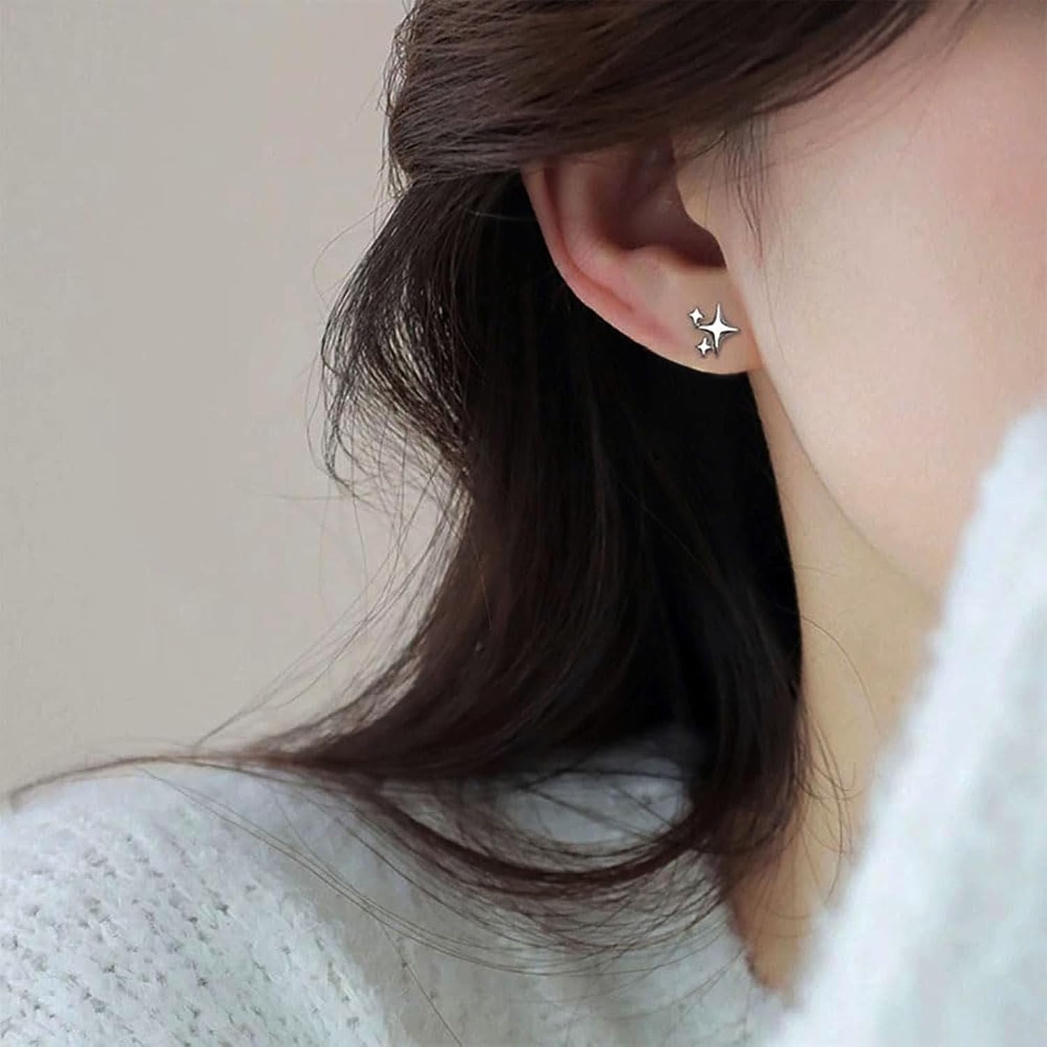 Small Tiny Stud Earrings, Hypoallergenic Star Earrings, Cute Mini Earrings Stud for Women Men Silver - Image 4