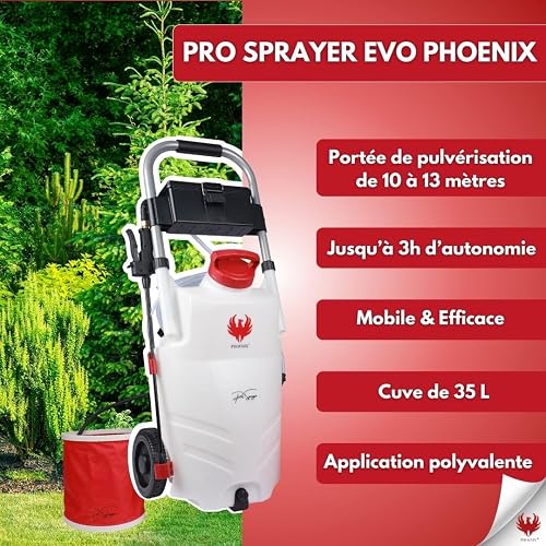 PHOENIX - Pro Sprayer Evo Pulvérisateur Électrique 35L - 2 Batteries Lithium 18V - Portée 10m - Autonomie 3h - Idéal pour Démoussage, Nettoyage et Entretien Extérieur - Pulvérisateur Toiture - 6