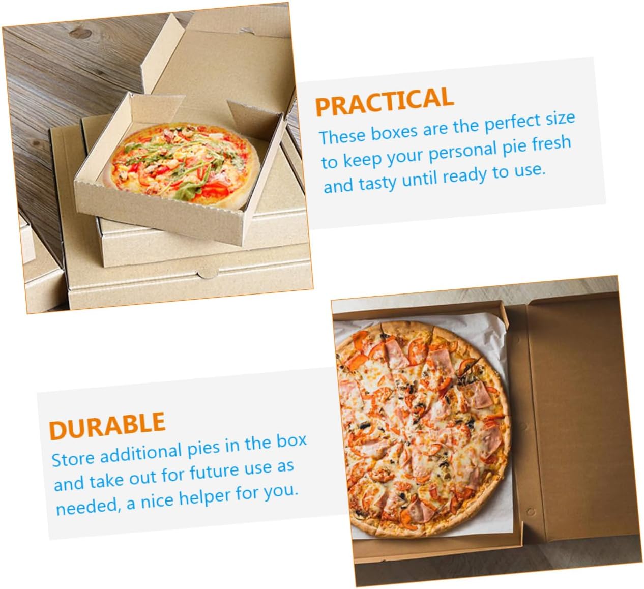 COLLBATH 15pcs Kraft Pizza Boxes Corrugated Pizza Wrapping Cases Takeaway Container Paper Trays Serving Box