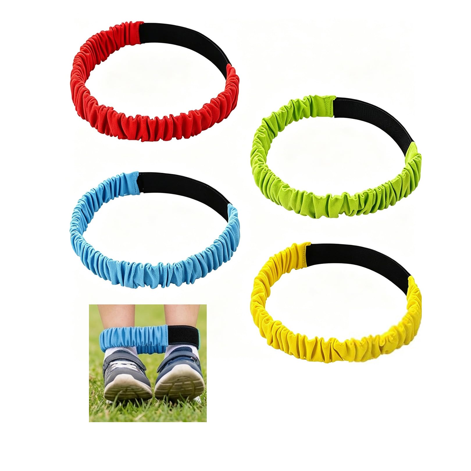 4 Pcs Three Legged Race Bands for Adults,Colourful Nylon Sports Day Relay Sack Race Equipment Set,for Carnival Relay Game Outdoor Backyard Field Day Games Team Building Activities Adjustable 48cm