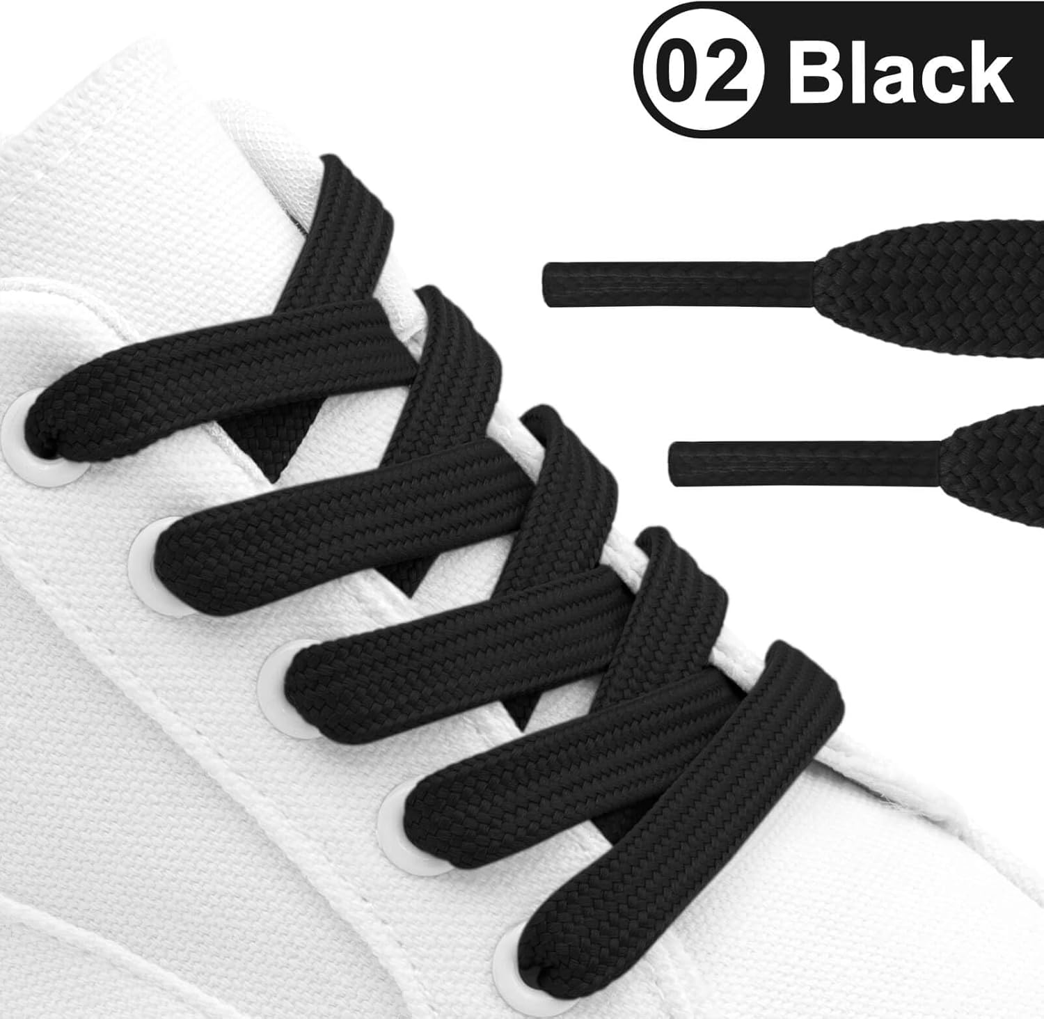 YJRVFINE Flat Athletic Shoe Laces: 1 Pair Solid Color Wide Shoelaces for Sneakers
