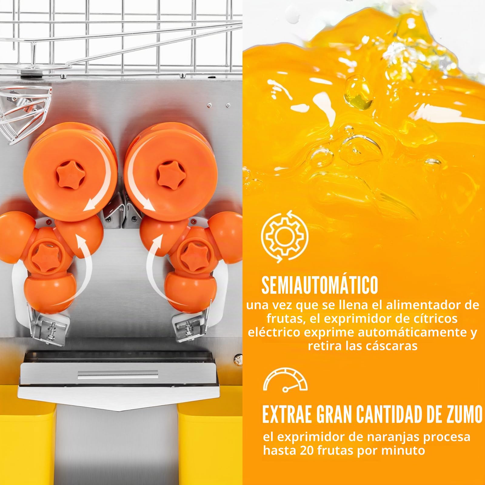 Royal Catering Exprimidor de naranjas eléctrico semiautomático 120 W 20 naranjas/min - Royal Catering Exprimidora eléctrica Exprimidor de cítricos Prensa para naranjas Prensa para zumo