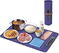 JWAROLY Electric Food Warming Mat Tray - 4 Temp Levels 104-212°F, Full Surface Heat, 5Hr Auto Shut-Off, Portable for Buffets Parties Blue 24x16"