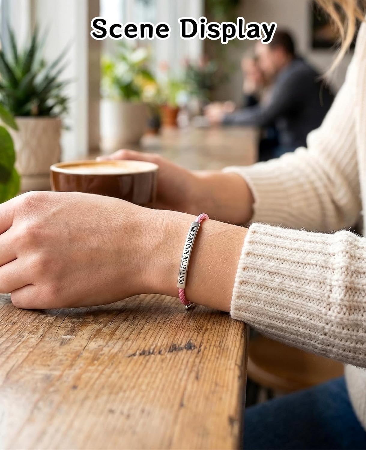 3 PCS Dont Let the Hard Days Win Bracelet, Adjustable Handmade Motivational Bracelet for Men & Women