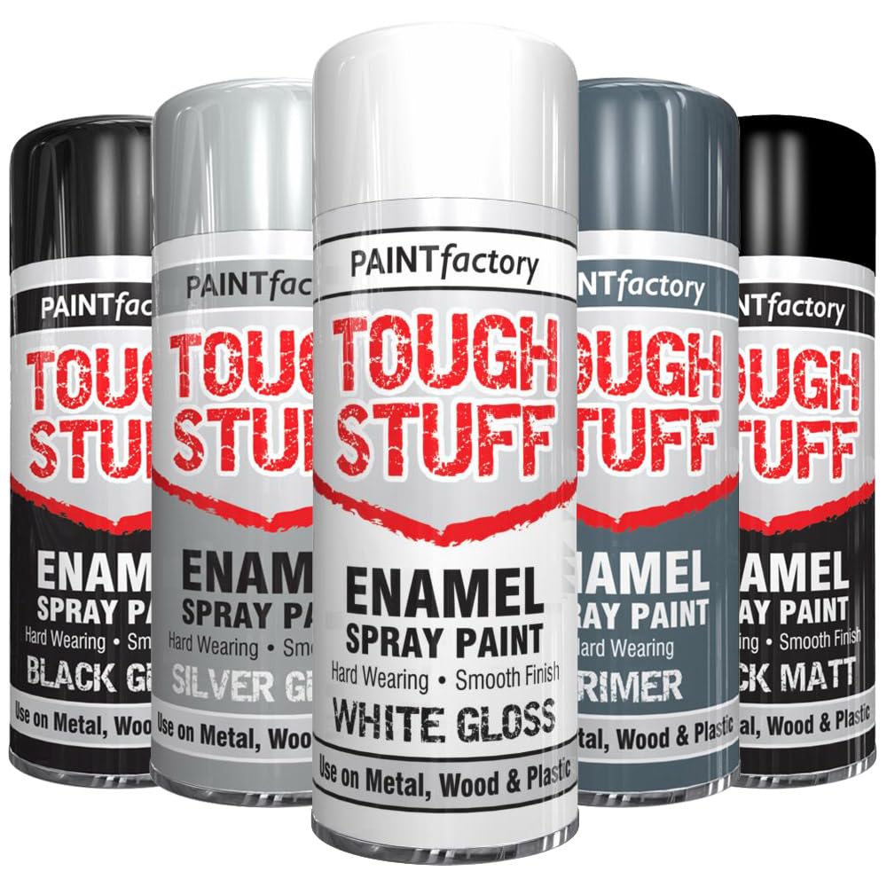 AlezyB 1 x Enamel White Gloss 400ml Tough Stuff Hard Wearing Smooth Aerosol for Metal Wood Plastic