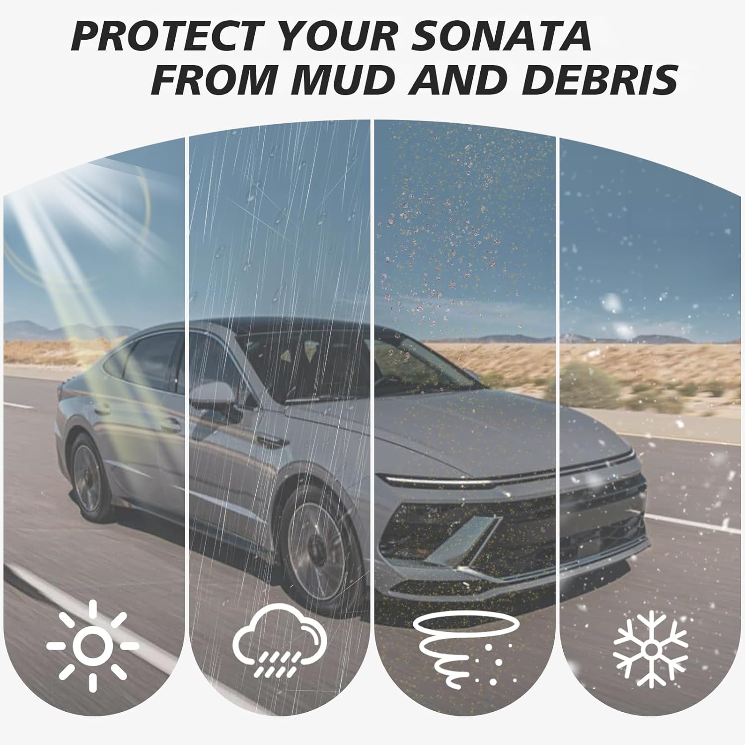 Muslogy Mud Flaps Splash Guards Compatible with 2024-2026 Hyundai Sonata Accessories Front and Rear Mudguards 4PCS ABS Material All Weather No Drilling Fender Kit with Hardware (Won't Fit N Line)