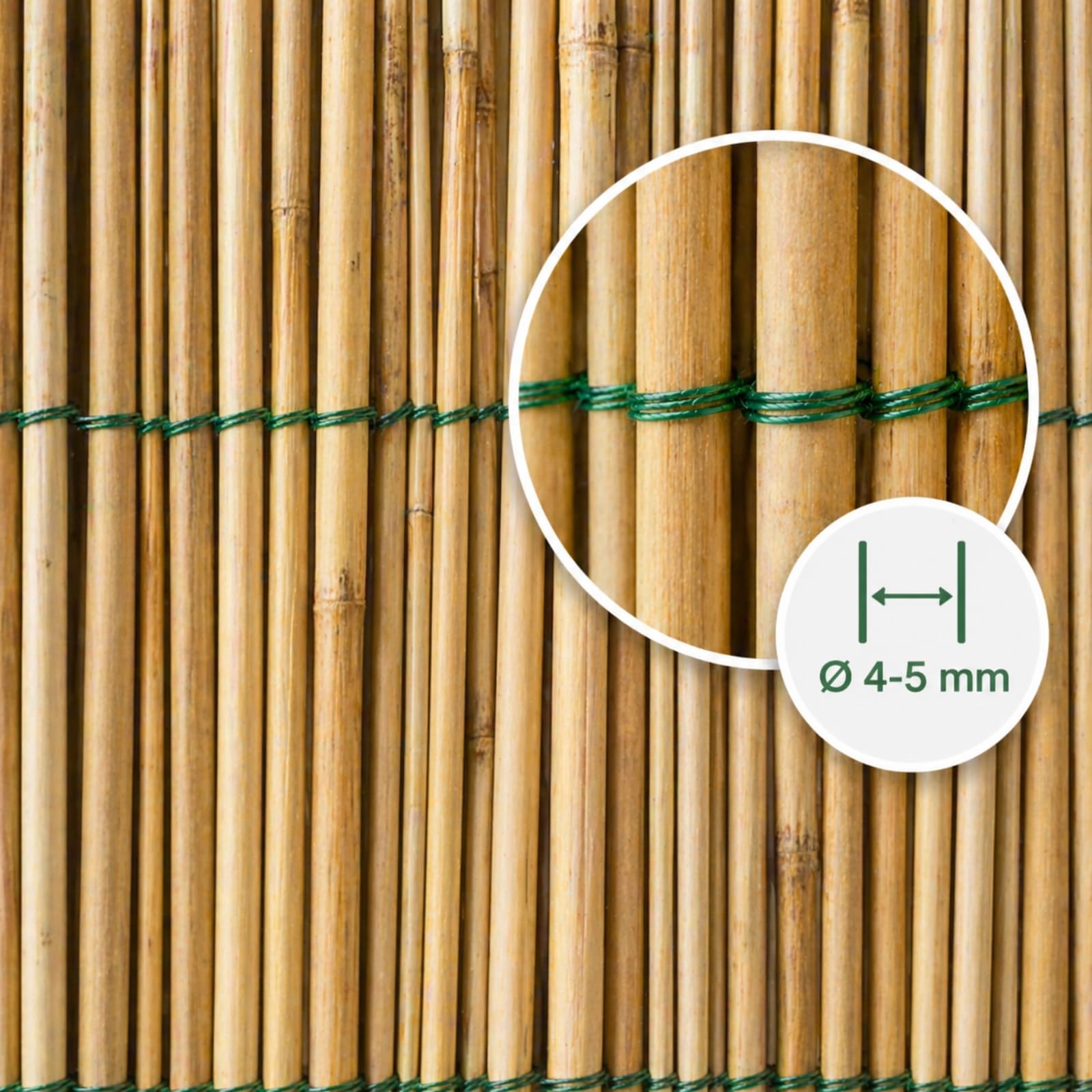 Arella in Bamboo Naturale, In Canne Frangivista per Giardino, Balcone,Piscina e Terrazzo, Cannette 4-5 mm, Filo in Nylon,Stuoia Ombreggiante (2,5x4 mt)