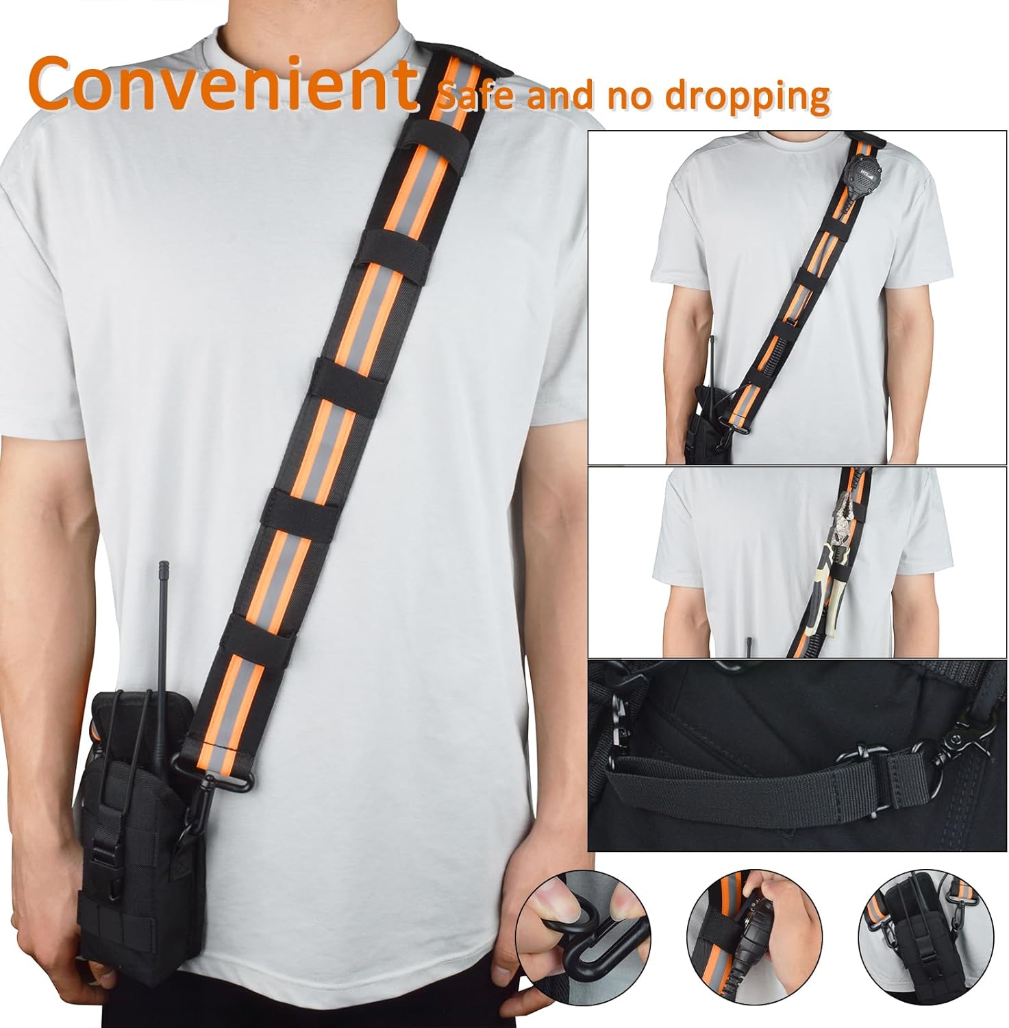 HYS Nylon Radio Holster Set with Heavy Duty Reflective Shoulder Strap, Anti-Sway, for Uniden bcd436hp Motorola GP88 MT500 MTS2000 XTS2500 CP200D APX Series MOLLE Radio Pouch for Security, EMT, Police