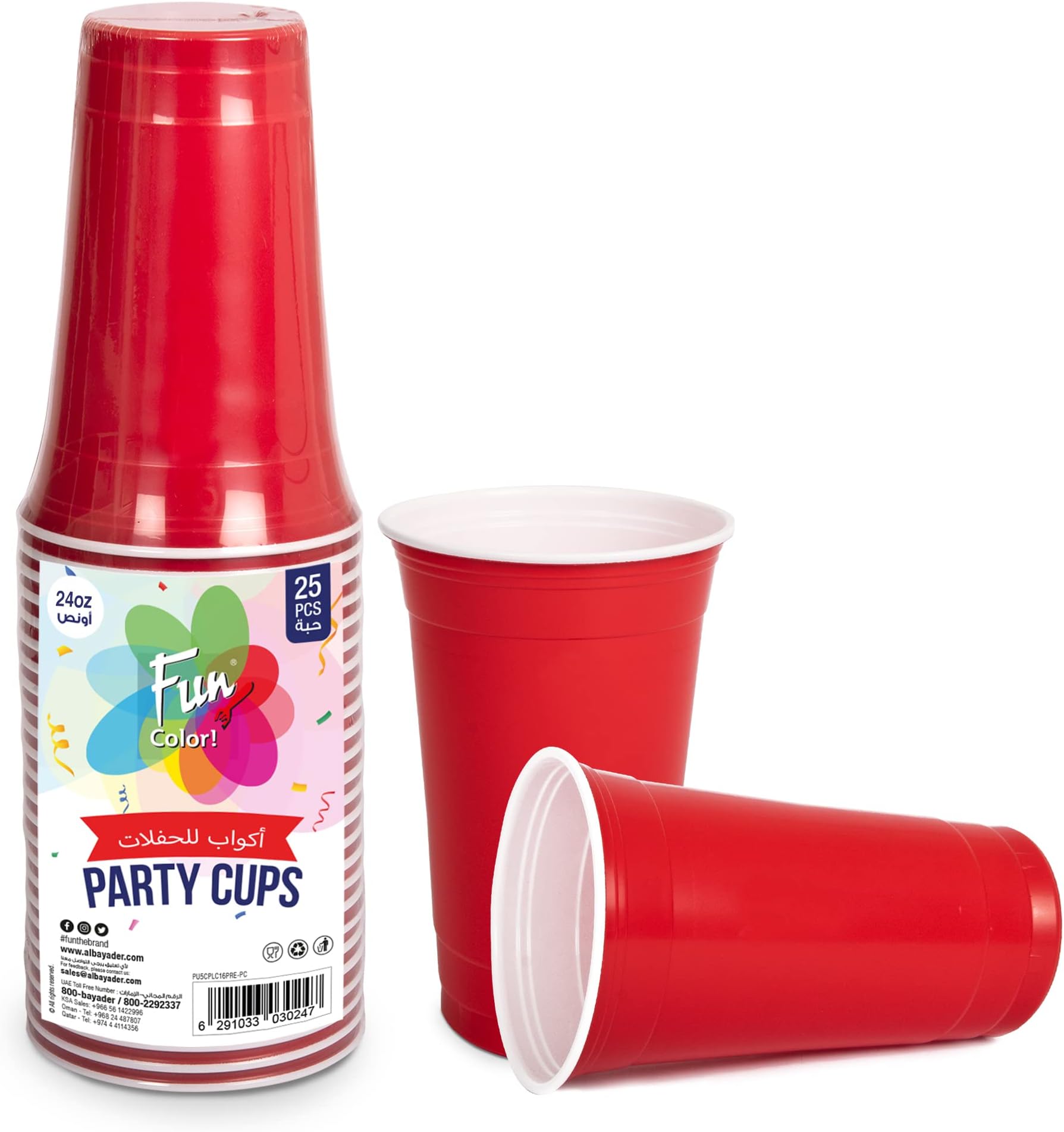 Plastic Party Cups 24oz - Red Plastic Cups Sturdy Red Plastic Party Cups Birthday Party Cups for All Occasions,710ml Cups - 25pieces