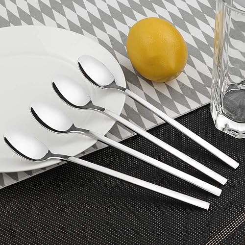 Miniatura 5 de Doryh Cuchara agitadora de mango largo inoxidable, cucharas de té helado de 12 piezas