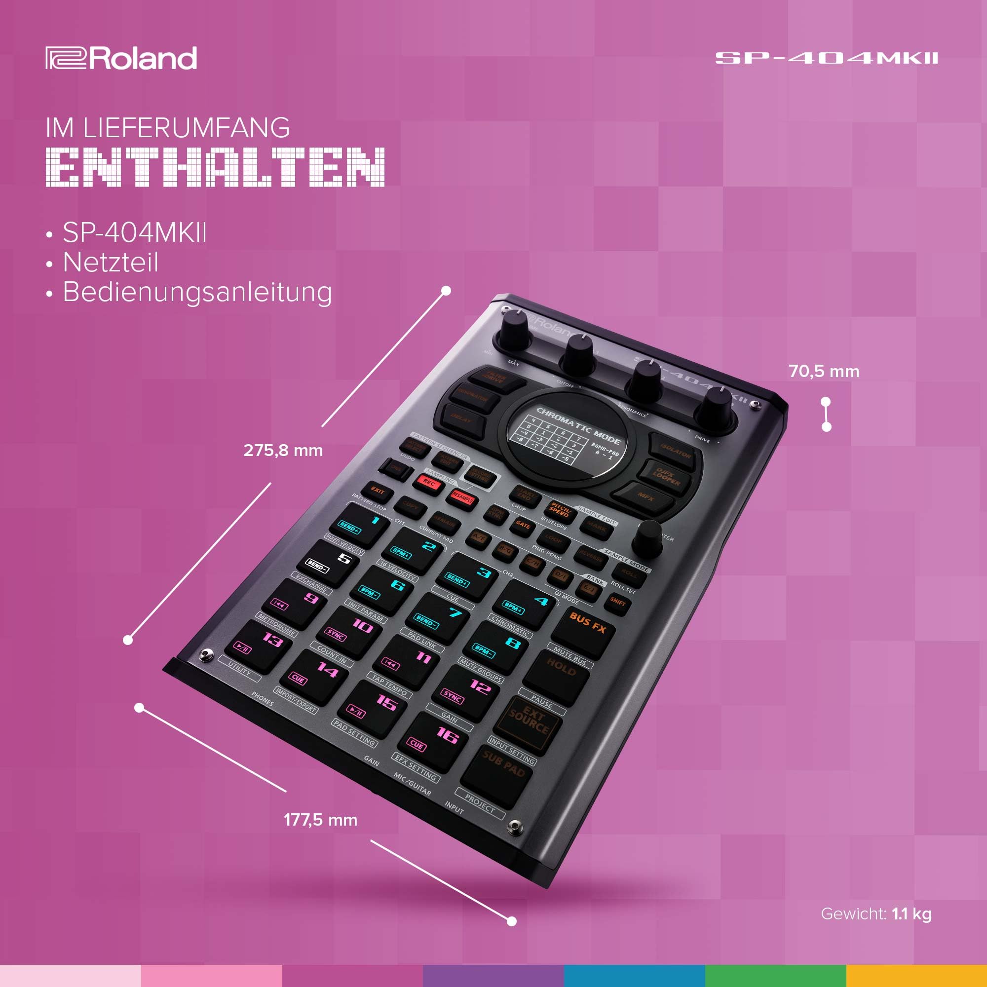 Roland SP-404MKII Creative Sampler und Effektunit | Der legendäre SP-404 Beatmaker mit zahlreichen modernen Upgrades | Schneller Workflow | 16 GB interner Speicher | 32-stimmig polyphon | 160 Samples