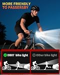 DARKBEAM Lumière de vélo, phare avant Super Lumens USB Lampes à vélo rechargeables et étanches 4-Mode pour la nuit, Route, Montagne, Sécurité, avec LED Affichage & Capteur de lumière